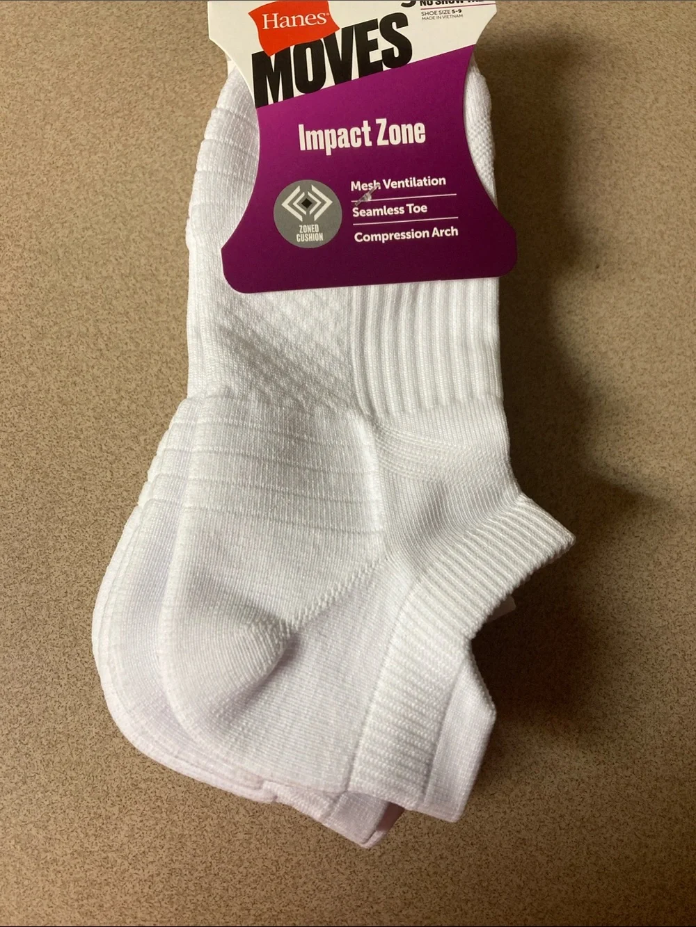 Hanes White No-Show tab Athletic Socks - Impact Zone Cushioning (3 Pack)